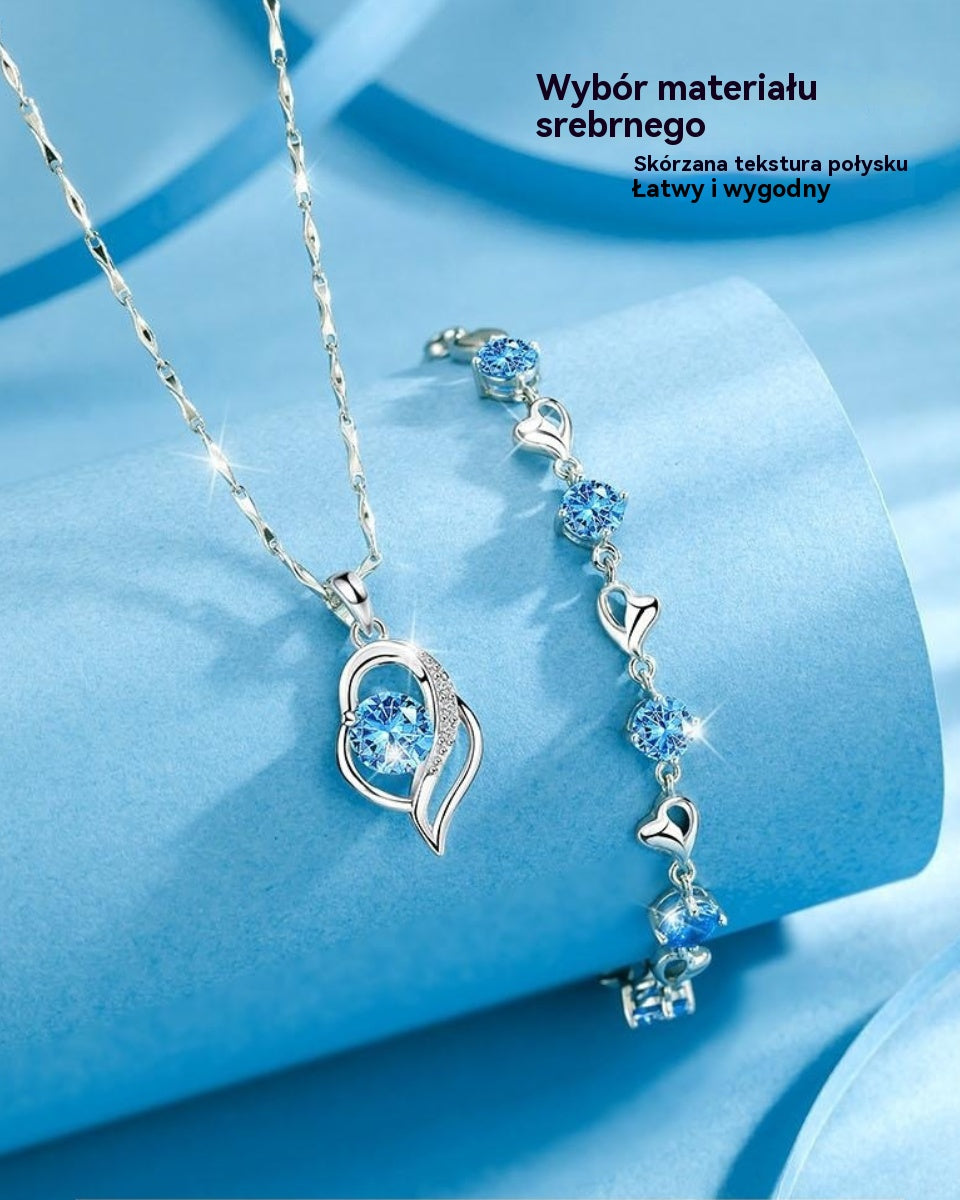 ✨✨【Kup 1, otrzymaj 1 gratis】💎💎Zestaw bransoletki i naszyjnika ze srebra 925 – Heart of the Ocean