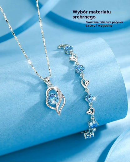 ✨✨【Kup 1, otrzymaj 1 gratis】💎💎Zestaw bransoletki i naszyjnika ze srebra 925 – Heart of the Ocean