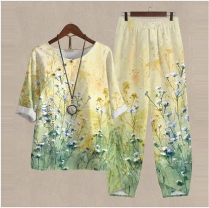 😍🔥【Oferta limitowana】 💥 【S–5XL】Damski komplet 2-częściowy 2026 – Top + Spodnie z nadrukiem 👚👖