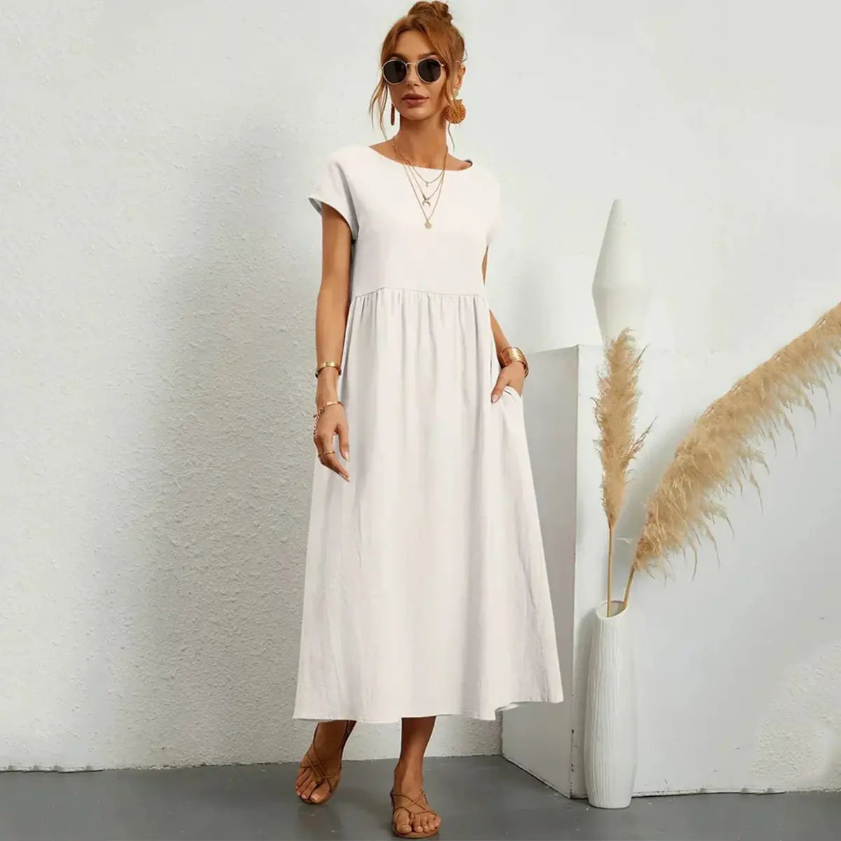 🌸【S-4XL】Zwiewna sukienka midi damska na lato – lekka i elegancka