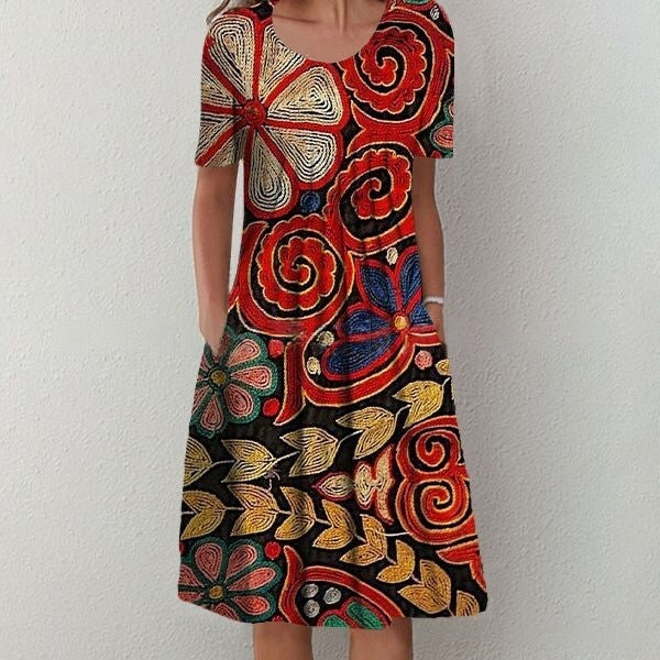 🎀✨【S-5XL】👗Rochie midi Eleganță la șițiri Motive botanice 