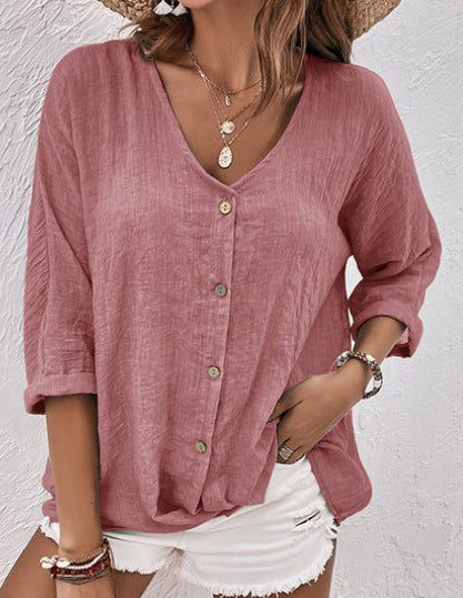 👚【50% zniżki】【Rozmiary S-3XL】Nowa koszula casualowa z dekoltem w serek
