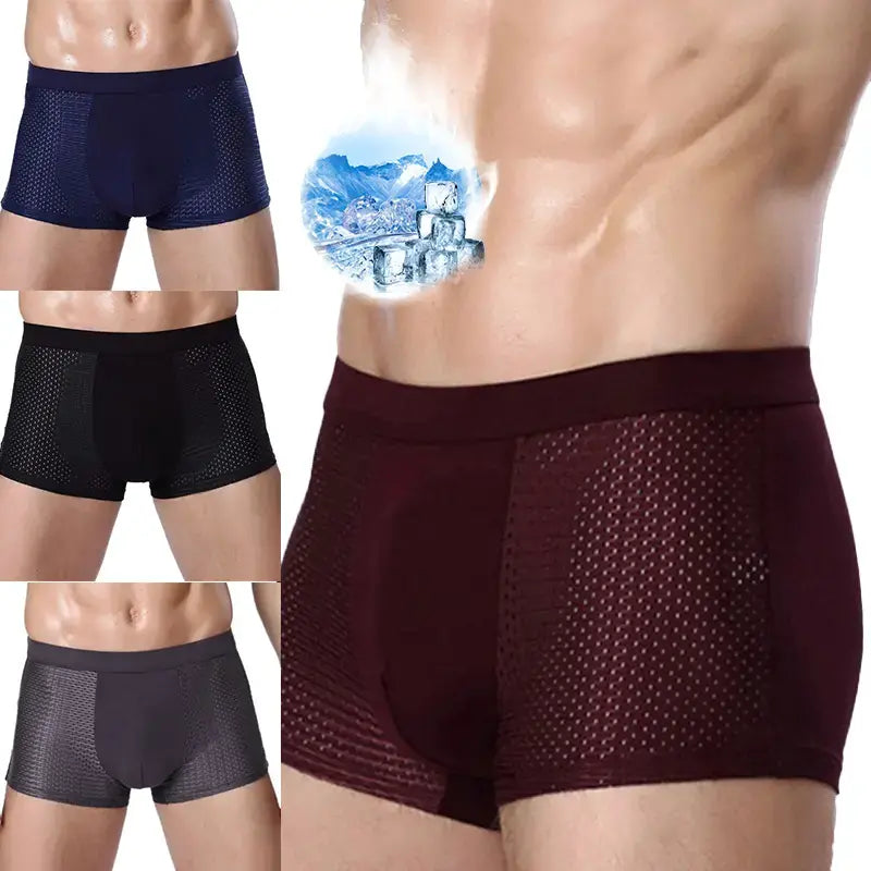 【4 sztuki 】🔥2026 Nowe bokserki męskie z modalu Ice Silk, duże rozmiary, z siateczką antybakteryjną