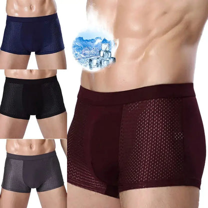 【4 sztuki 】🔥2026 Nowe bokserki męskie z modalu Ice Silk, duże rozmiary, z siateczką antybakteryjną