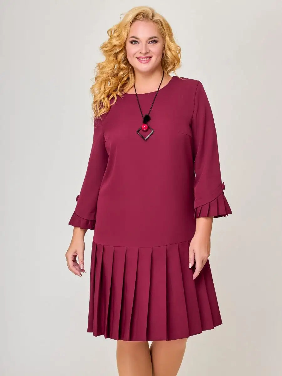 🔥 Jesenska ponudba 【S-5XL】👗 Elegantna enobarvna obleka z dolgimi rokavi