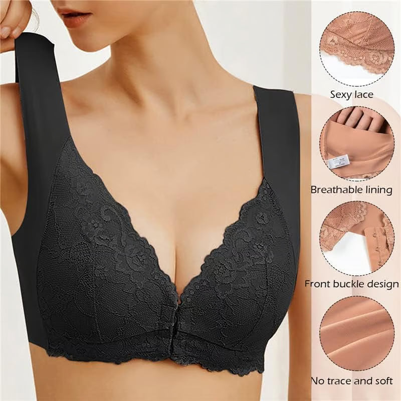 ✨【3 kusy】Veľká sexy podprsenka s predným zapínaním bez kostice – Krásny dizajn na chrbte + Zľava