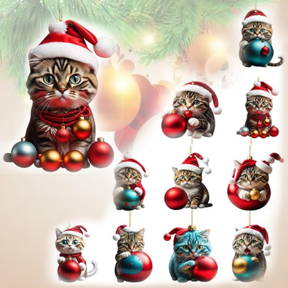 🎄🚗😺【10 darabos készlet】Macskás karácsonyi díszek fára és autóba · Biztonságos · -50% kedvezmény · Gyors szállítás