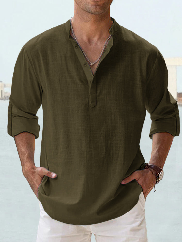👕【Buy 1, get 1 free】🤩【S-5XL】 Cămașă pentru ermină cu mâneci lungi, material din bumbuc și in. 