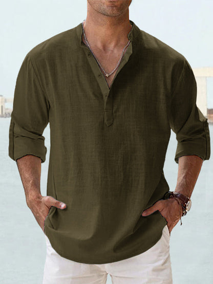 👕【Buy 1, get 1 free】🤩【S-5XL】 Cămașă pentru ermină cu mâneci lungi, material din bumbuc și in. 