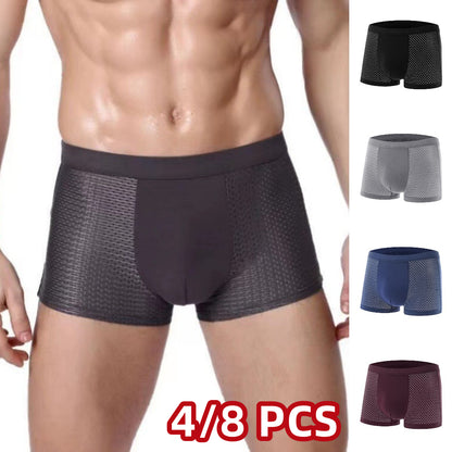 🔥【4/8 bucăți】🧊Boxeri bărbătești din mătase de gheață – Plasă respirabilă, confort maxim | Super ofertă de vară🌞