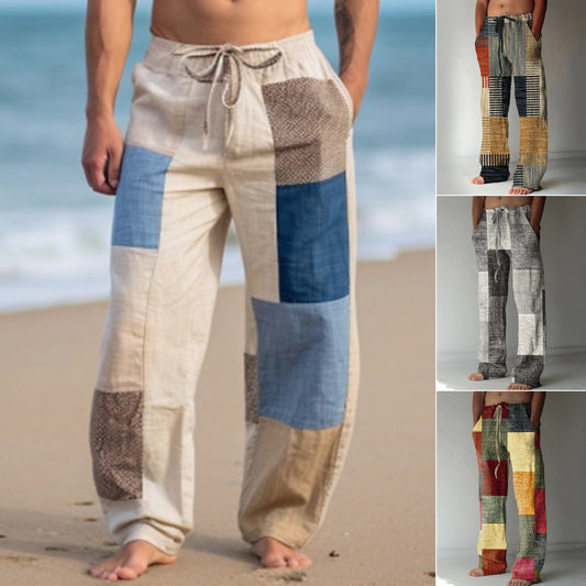 👖✨【10 culori🌈】【S–6XL】Pantaloni subțiri bărbătești din bumbac și in – stil boem, largi, comozi și lejeri 😍🌿