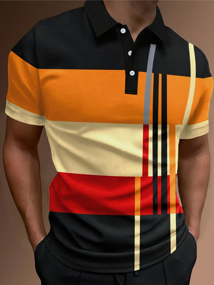 🔥 50% taniej | Męska koszulka polo S–6XL – wzór 3D w paski, modna i wygodna