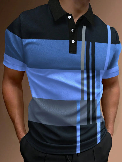 🔥 50% taniej | Męska koszulka polo S–6XL – wzór 3D w paski, modna i wygodna