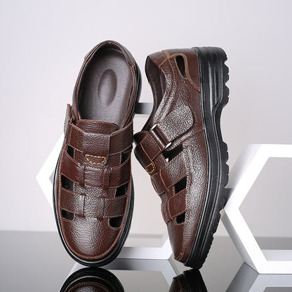 👡👍【38-48】2025 Vară Sandale Bărbați Piele de vacă Respirabil Hollow Anti-alunecare Casual🔥