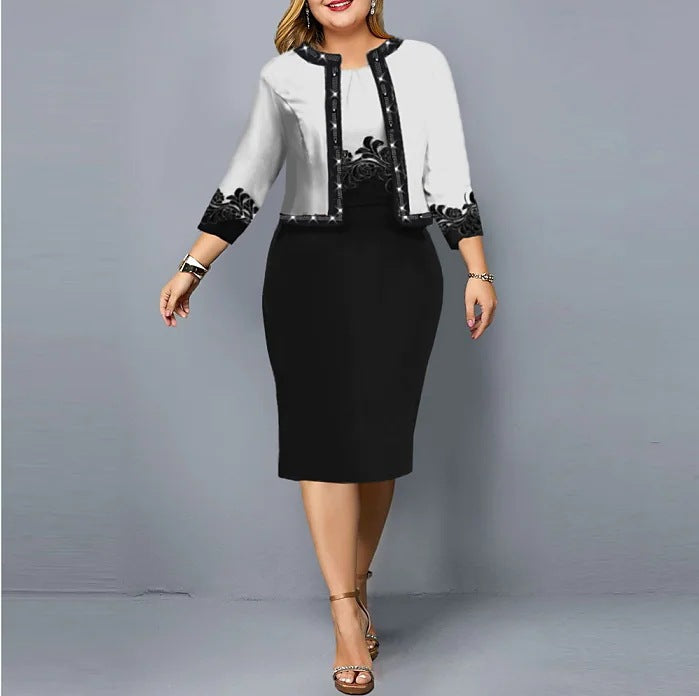 👗【S-5XL】Dámsky dvojdielny outfit – Štýlový komplet pre plus veľkosti (top + sukňa)