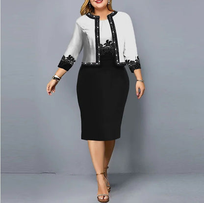 👗【S-5XL】Dámsky dvojdielny outfit – Štýlový komplet pre plus veľkosti (top + sukňa)
