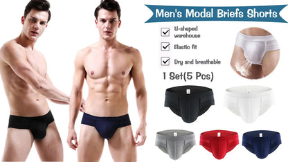 🔥 Oferta limitowana 【Zestaw 5 sztuk】 Męskie majtki z modalu – przewiewne, miękkie i delikatne dla skóry