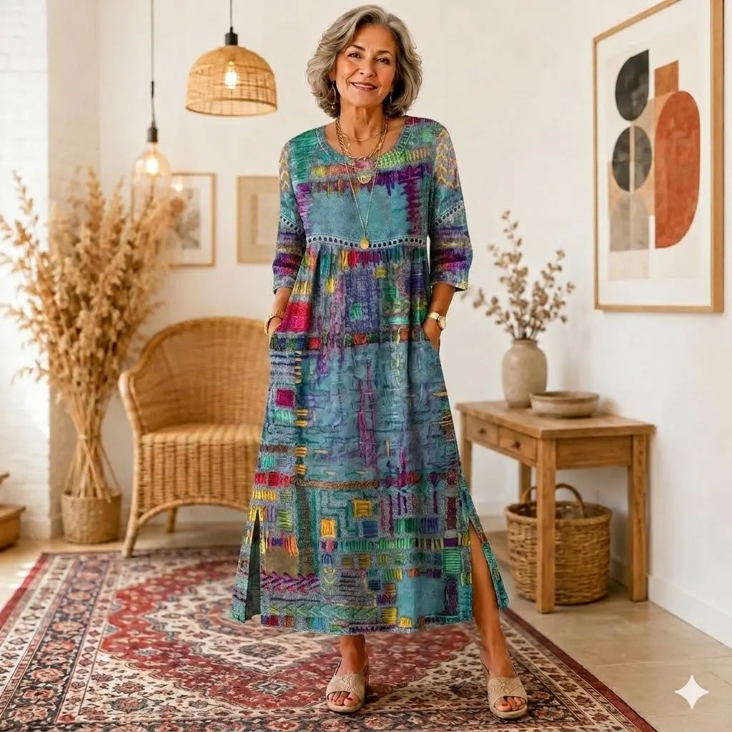 ✨【S-5XL】🌹Elegancka sukienka damska z nadrukiem – lekki model na lato, wygodny fason na co dzień