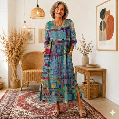 ✨【S-5XL】🌹Elegancka sukienka damska z nadrukiem – lekki model na lato, wygodny fason na co dzień