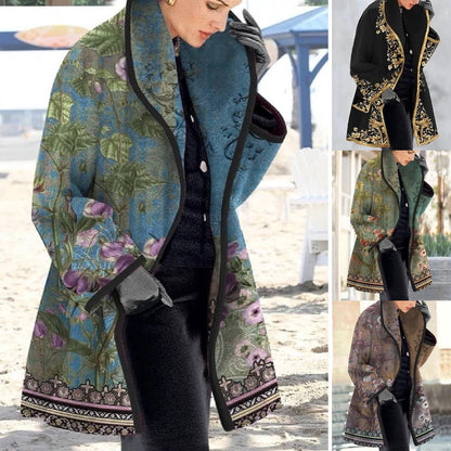 💐【S–3XL】Elegantní dámský vlněný kabát s potiskem klopy · Stylový, teplý a lehký · Sleva 45% + doprava zdarma