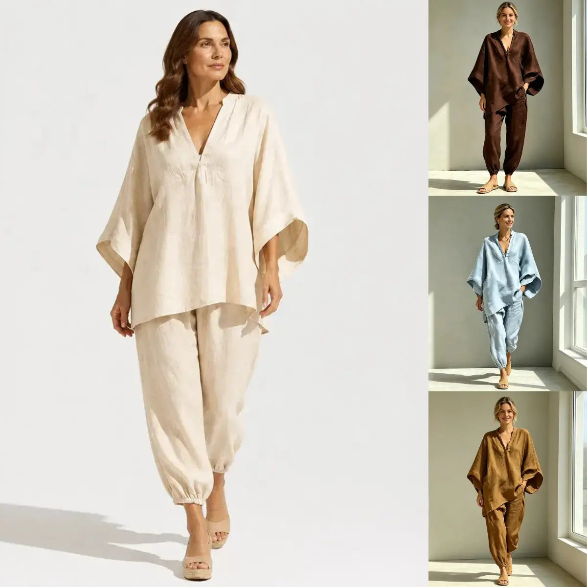 【S-3XL】👗 Luźny zestaw z szerokim dekoltem, rękawami typu nietoperz i casualowym krojem, zapewniający swobodę i komfort na co dzień ✨🌸