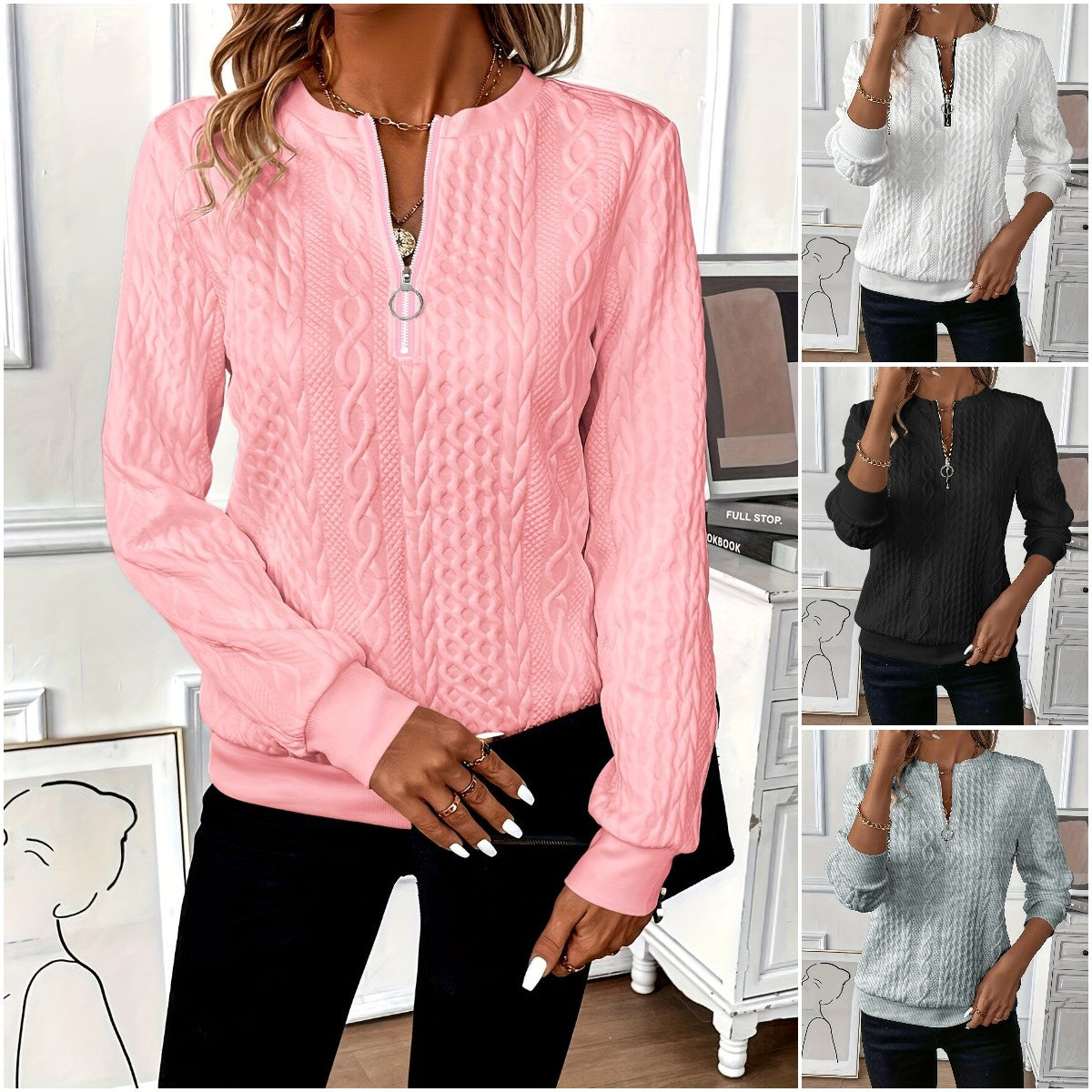 🔥【Sleva 50%】2025 Dámská prošívaná mikina na zip – Stylová a pohodlná