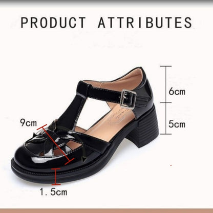 👡🌟【35-40】Sandale decupate din piele lăcuită cu toc gros – stil 2025, comode și elegante