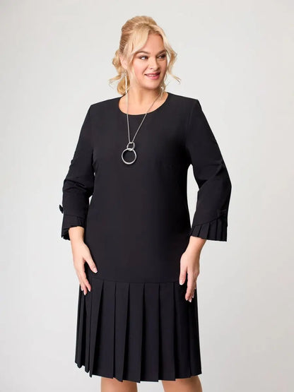 🔥 Jesenná ponuka 【S-5XL】👗 Elegantné jednofarebné šaty s dlhým rukávom