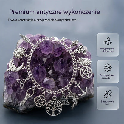 🔥【Kup 1, a 1 dostaniesz gratis!】2 za 99z Bransoletka z zawieszkami w stylu vintage o mistycznym charakterze dla kobiet – biżuteria w stylu niebiańskim, gotyckim i boho 🔮✨