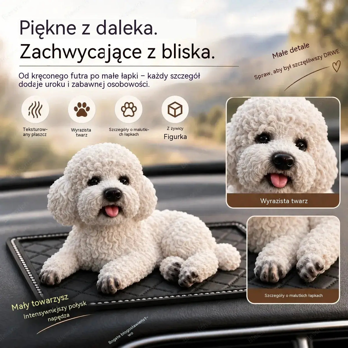 🐶✨Ozdoba do samochodu w kształcie pudla – uroczy dodatek na deskę rozdzielczą