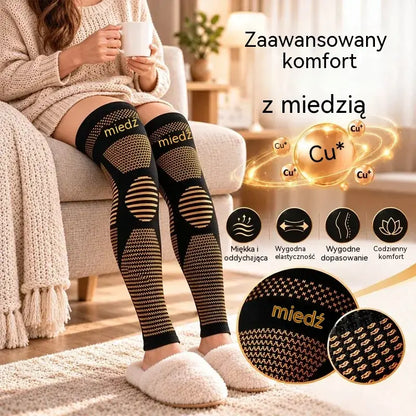 🦵【M–2XL】Długie opaski kompresyjne na kolana z włóknem miedzianym – wsparcie 360°, silikonowe paski antypoślizgowe i oddychający materiał