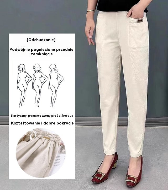 🔥【M-6XL】Damskie spodnie bawełniane z elastyczną talią, rozmiary✅️Płatność gotówką przy odbiorze