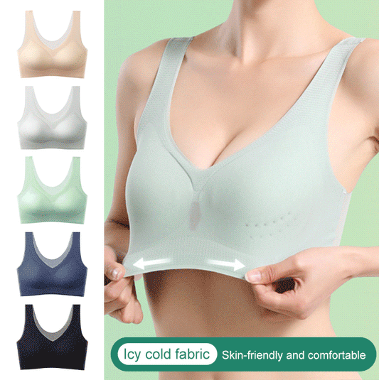 💖🌟【1 Sada = 3 Ks】2025 Bezšvová Push-Up Podprsenka z Ľadového Hodvábu ❄️ Ultra Pohodlná | Pre 40–120 kg | Sexy & Priedušná