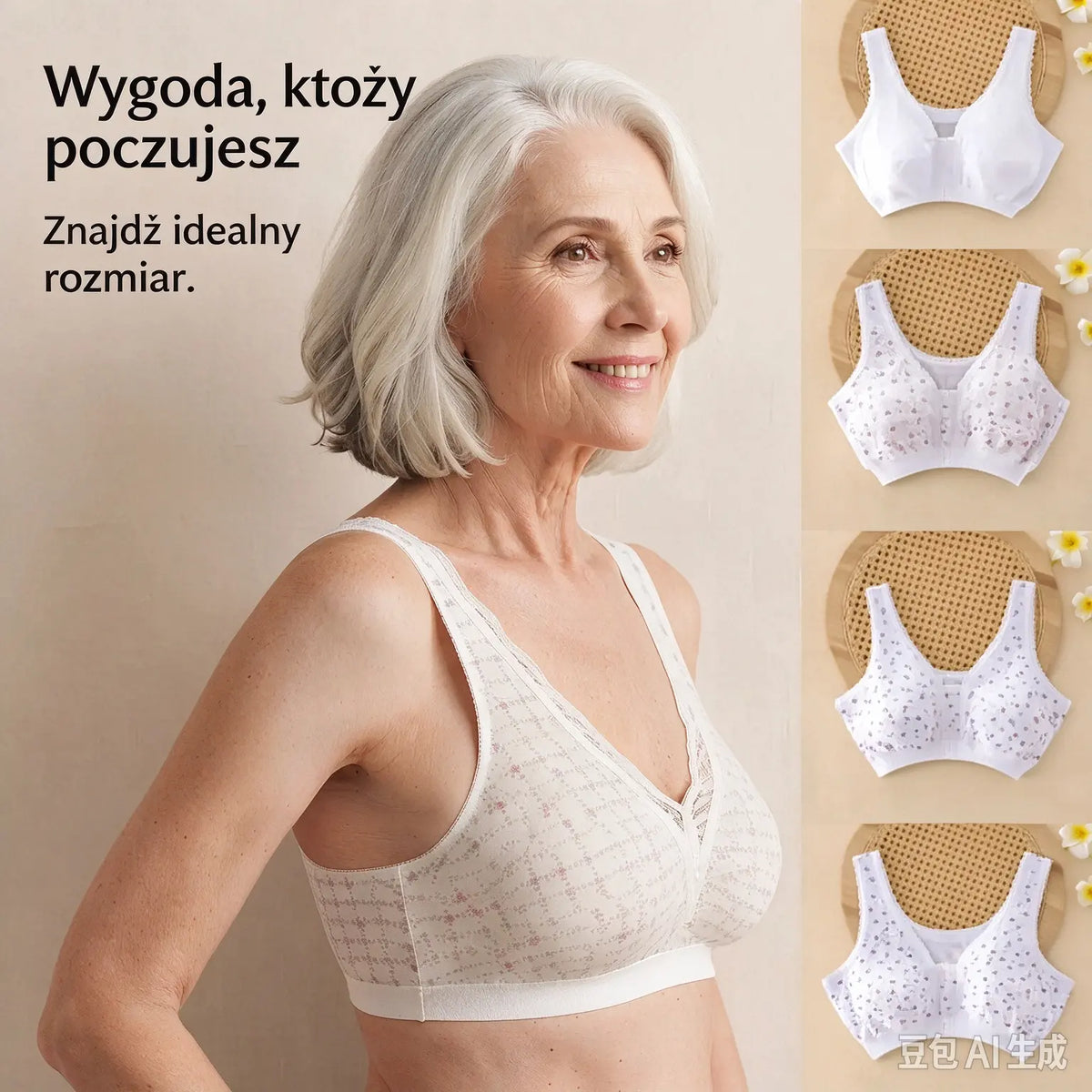 🌿 Komplet 4-częściowy [Wygodny biustonosz bez rękawów dla osób w średnim i starszym wieku · pielęgnacja z czystej bawełny]