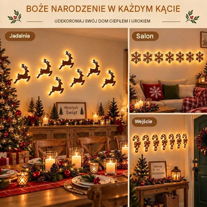🎄✨ Podświetlana drewniana dekoracja świąteczna na ścianę – bożonarodzeniowa ozdoba LED