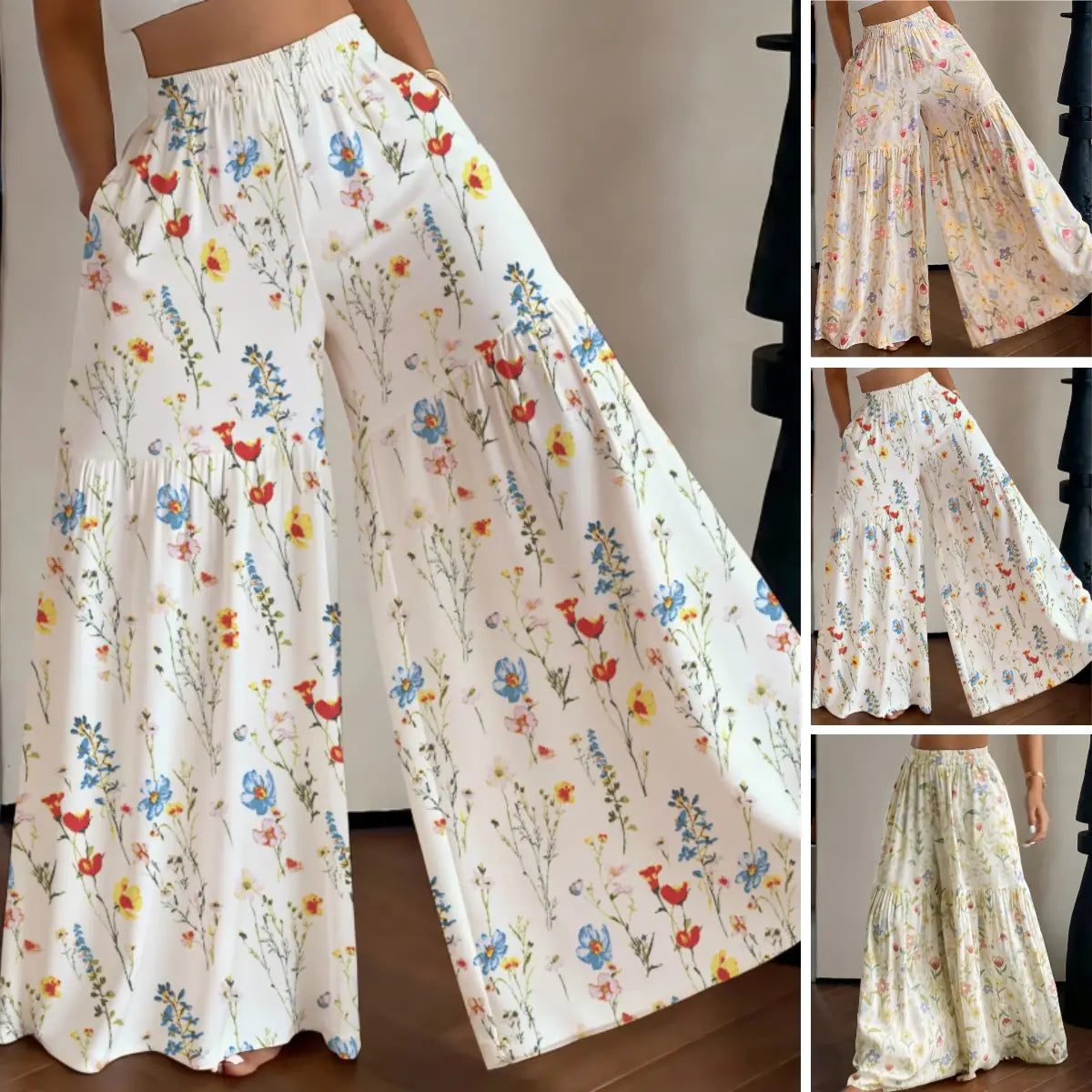 ✨【S-2XL】Damskie spodnie z szeroką nogawką i nadrukiem – luźny fason na różne sylwetki