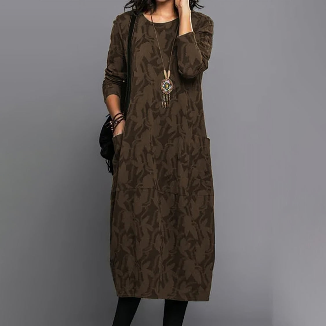 👗【6 farieb S–3XL】Voľné dámske dlhé šaty s potlačou · Pohodlné, štýlové a ľahké · 50% zľava + rýchle doručenie