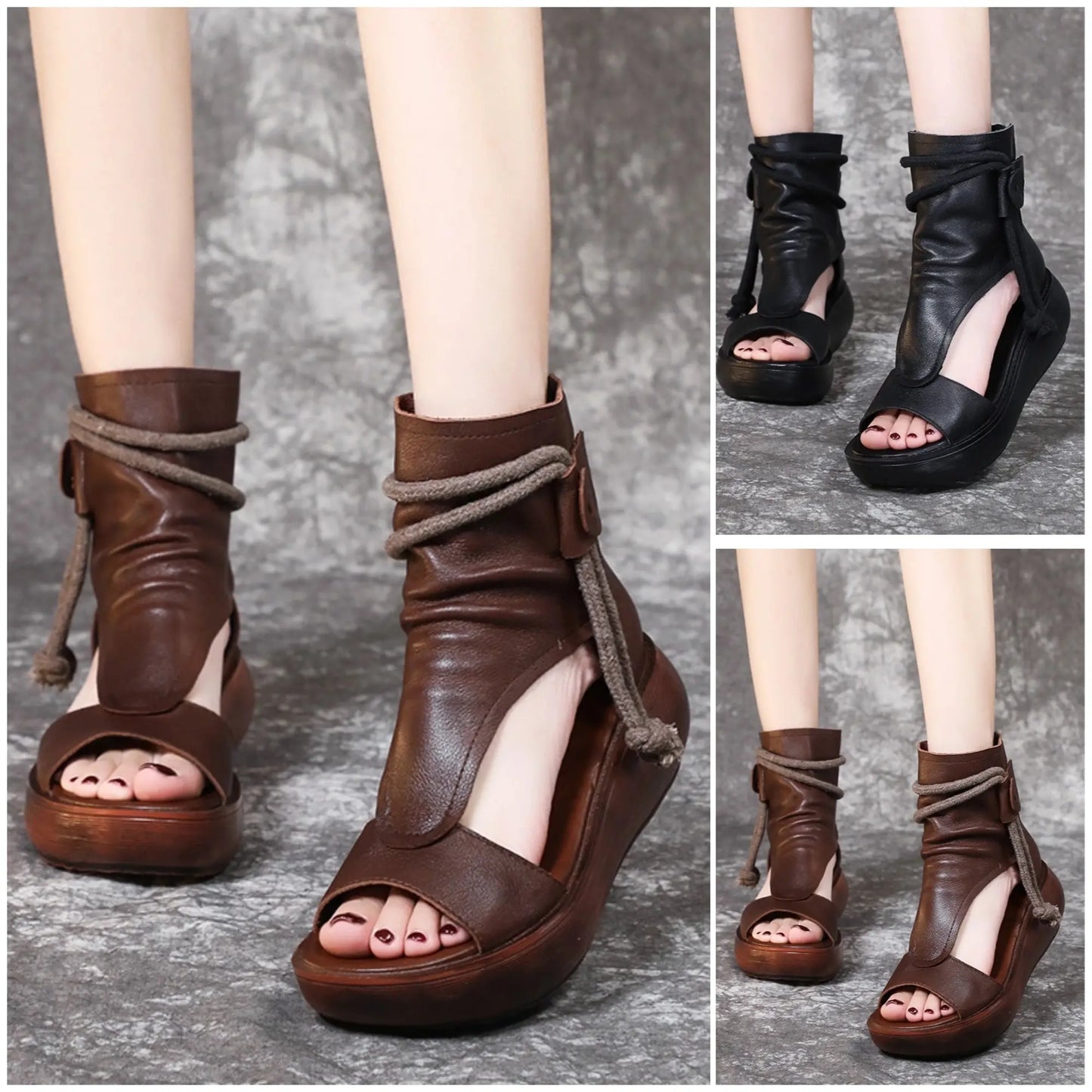 🤩👡【Specjalna oferta】Damskie skórzane sandały z odkrytymi palcami – wygodne i stylowe 【35–40】