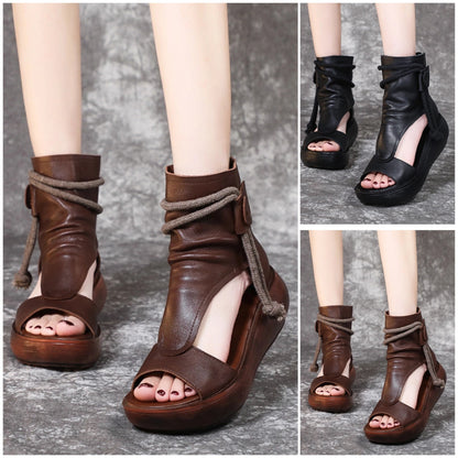 🤩👡【Promocja specjalna】Skórzane sandały typu „rybi pyszczek” – wygoda i styl 【35–40】