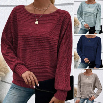 🔥【S-3XL】Dámsky top s pruhovaným vzorom – s okrúhlym výstrihom a dlhým rukávom, mäkký a pohodlný
