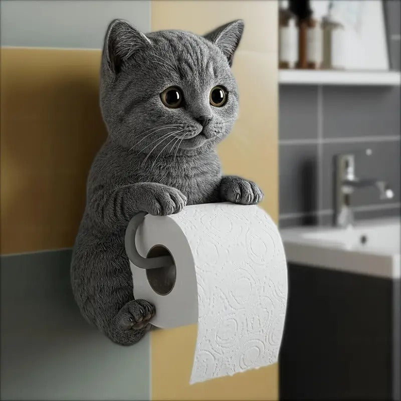 🐱【Vroč razprodajni hit leta】💥Ljubko držalo za toaletni papir z motivom mačke✨📦Brezplačna dostava – na zalogi