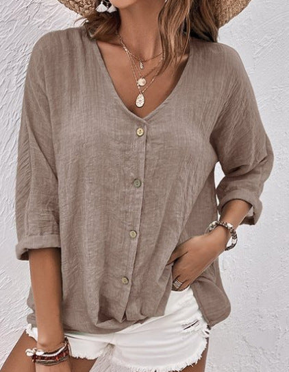 👚【50% zniżki】【Rozmiary S-3XL】Nowa koszula casualowa z dekoltem w serek