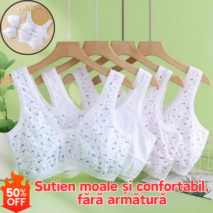 🔥【Set 4 bucăți】Sutiene din bumbac fără sârmă 💖 confortabile, stil vestă, pentru femei mărimi mari