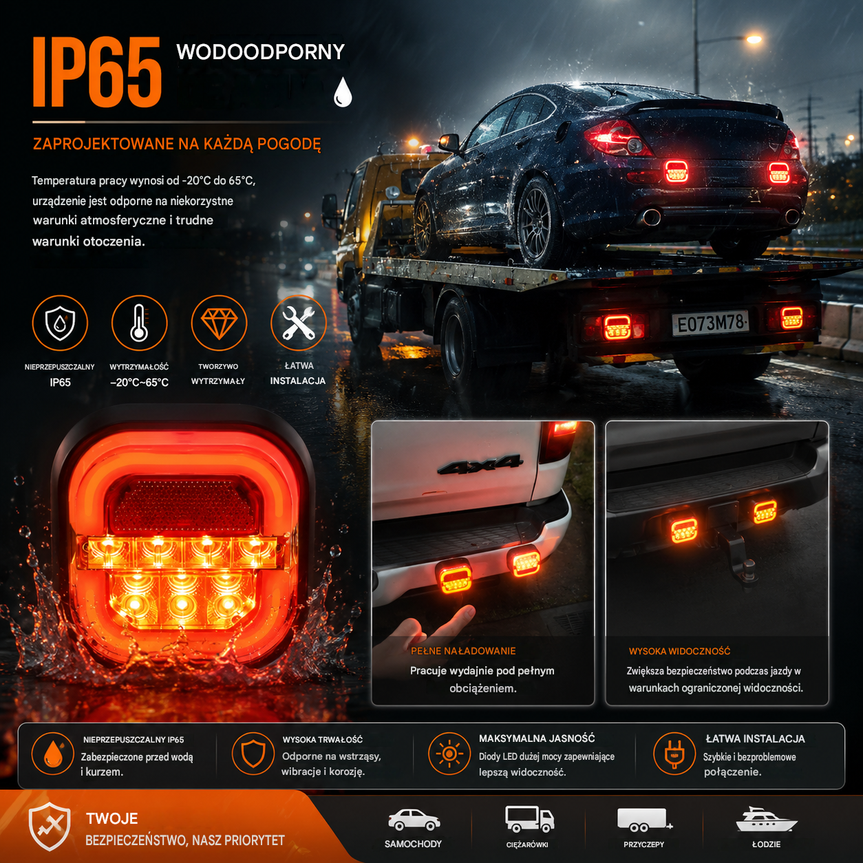 🚦【Uniwersalne 12V/24V】🚦 Lampy LED do przyczepy samochodowej