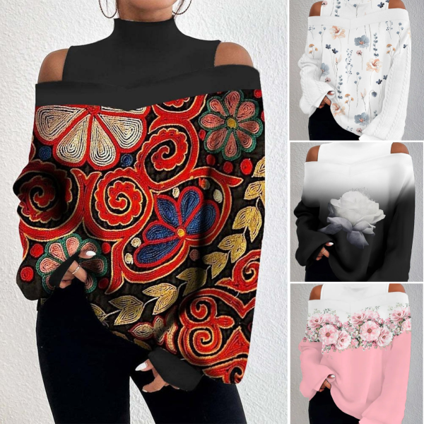 🌸【S-3XL】Nový dámský pulovr s dlouhým rukávem a podzimním/zimním potiskem