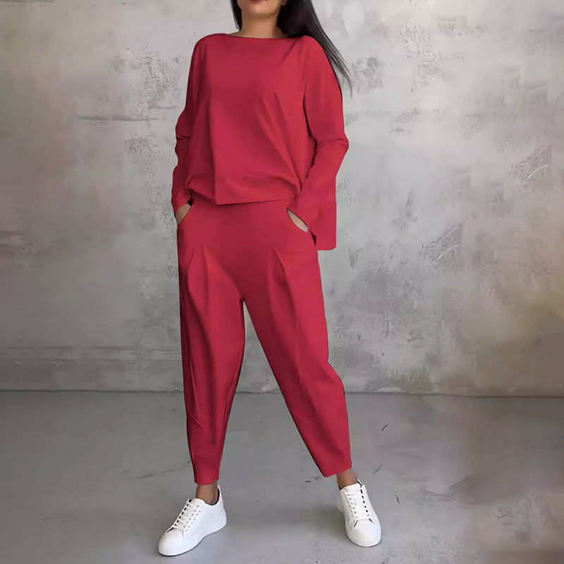 💖 【S–5XL】Dvoudílná dámská souprava s dlouhými rukávy a výstřihem · Pohodlná, teplá a stylová · -50 % sleva + rychlé doručení