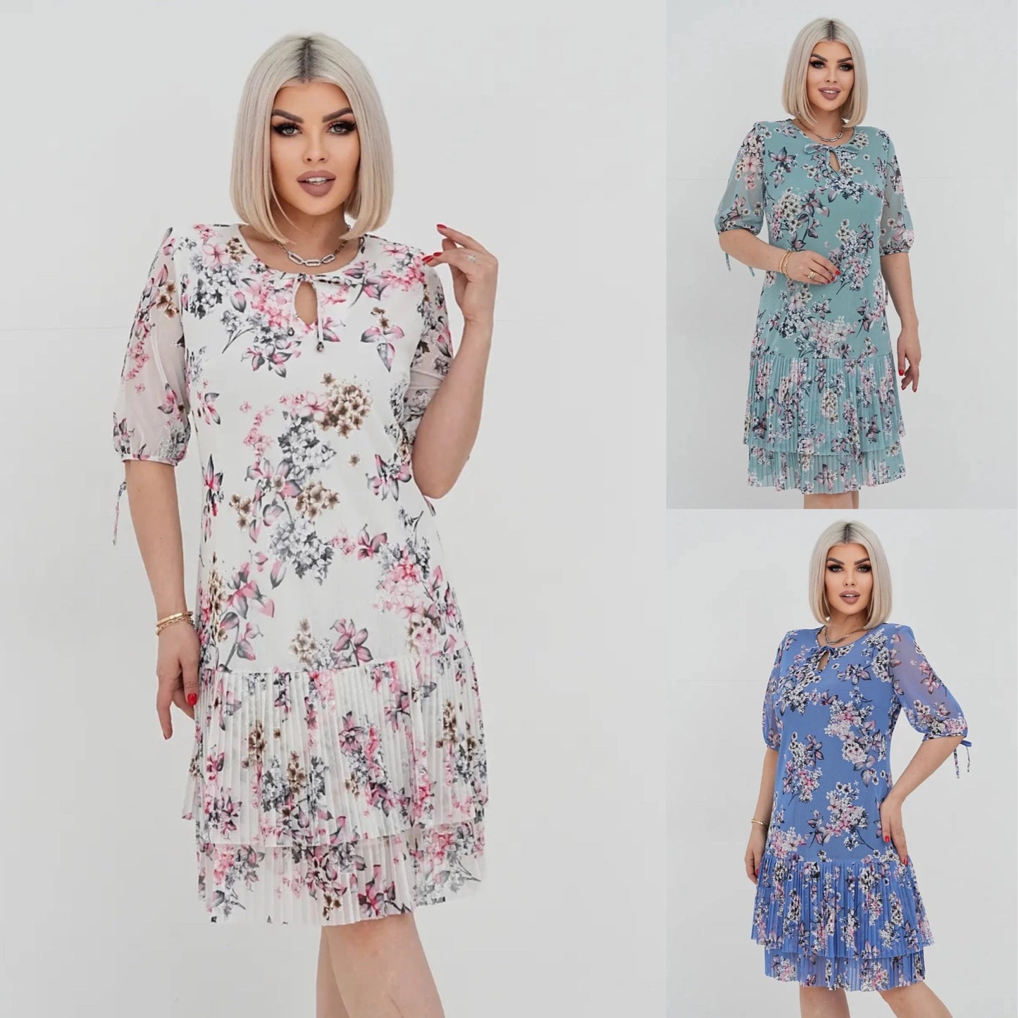 👗❤️【S-5XL】✨Rochie elegantă din dantelă plisată 💃 Stil modern 2025 Potrivită pentru orice ocazie 🌟