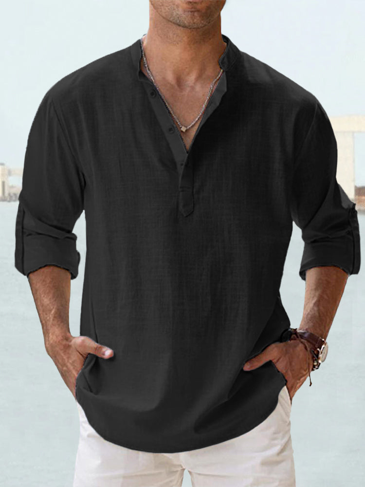 👕【Buy 1, get 1 free】🤩【S-5XL】 Cămașă pentru ermină cu mâneci lungi, material din bumbuc și in. 