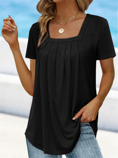 💛【S-5XL】✨ Nou tricou de damă cu mânecă scurtă 2025 👚 Versatil cu pantaloni 👖 Moale și confortabil