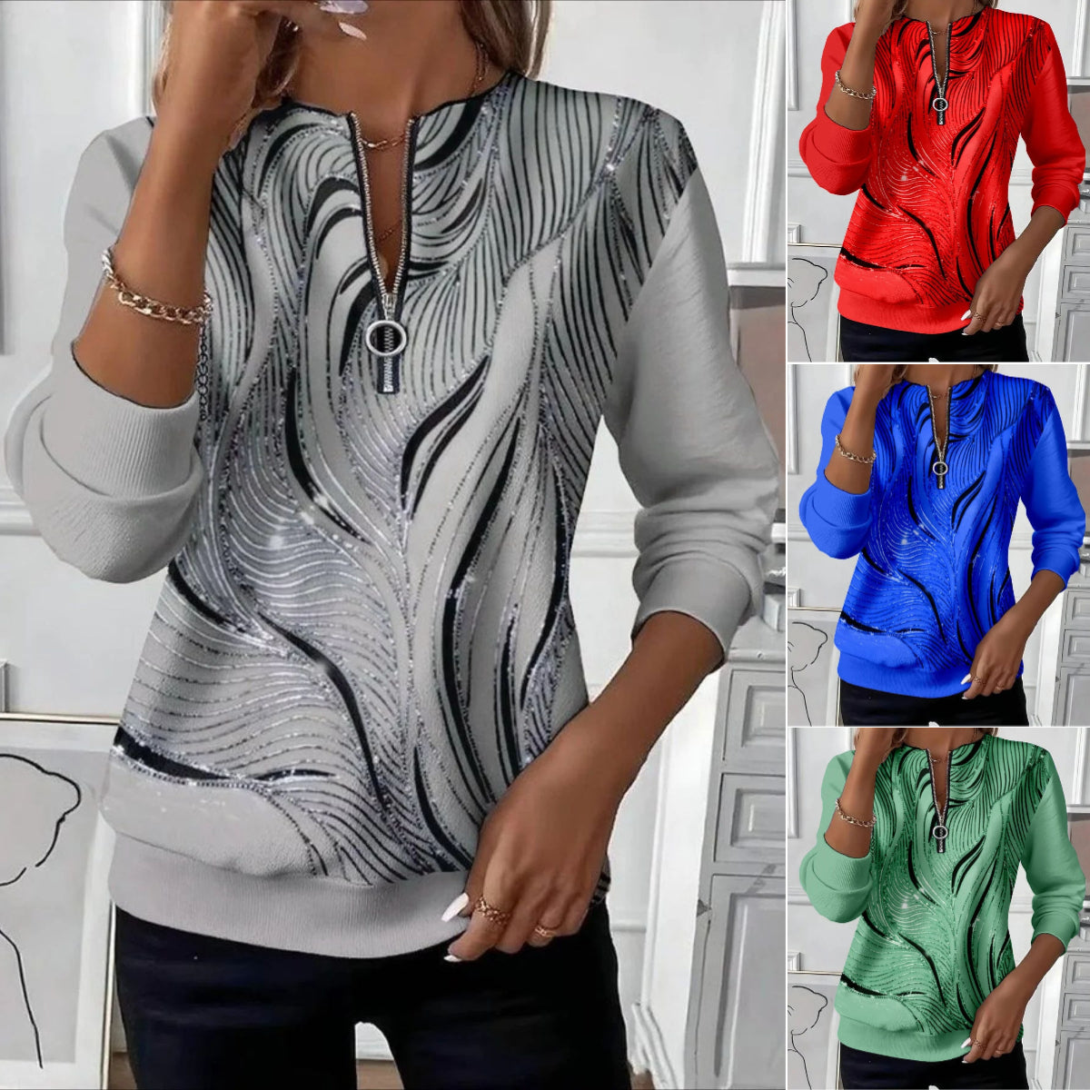 🔥 【S-5XL】 Damska črtasta majica z dolgimi rokavi in gumbi – za prosti čas